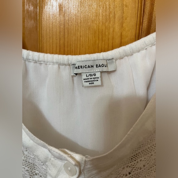 American Eagle Ruffle Button Front White Tank Top Blouse - Picture 4 of 9